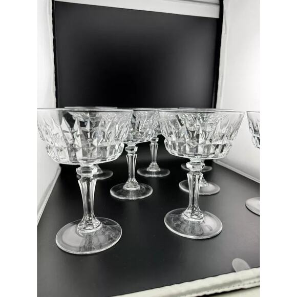 Vintage Clear Glass Stemmed Dessert Cups - Set of 8 - Picture 2 of 4